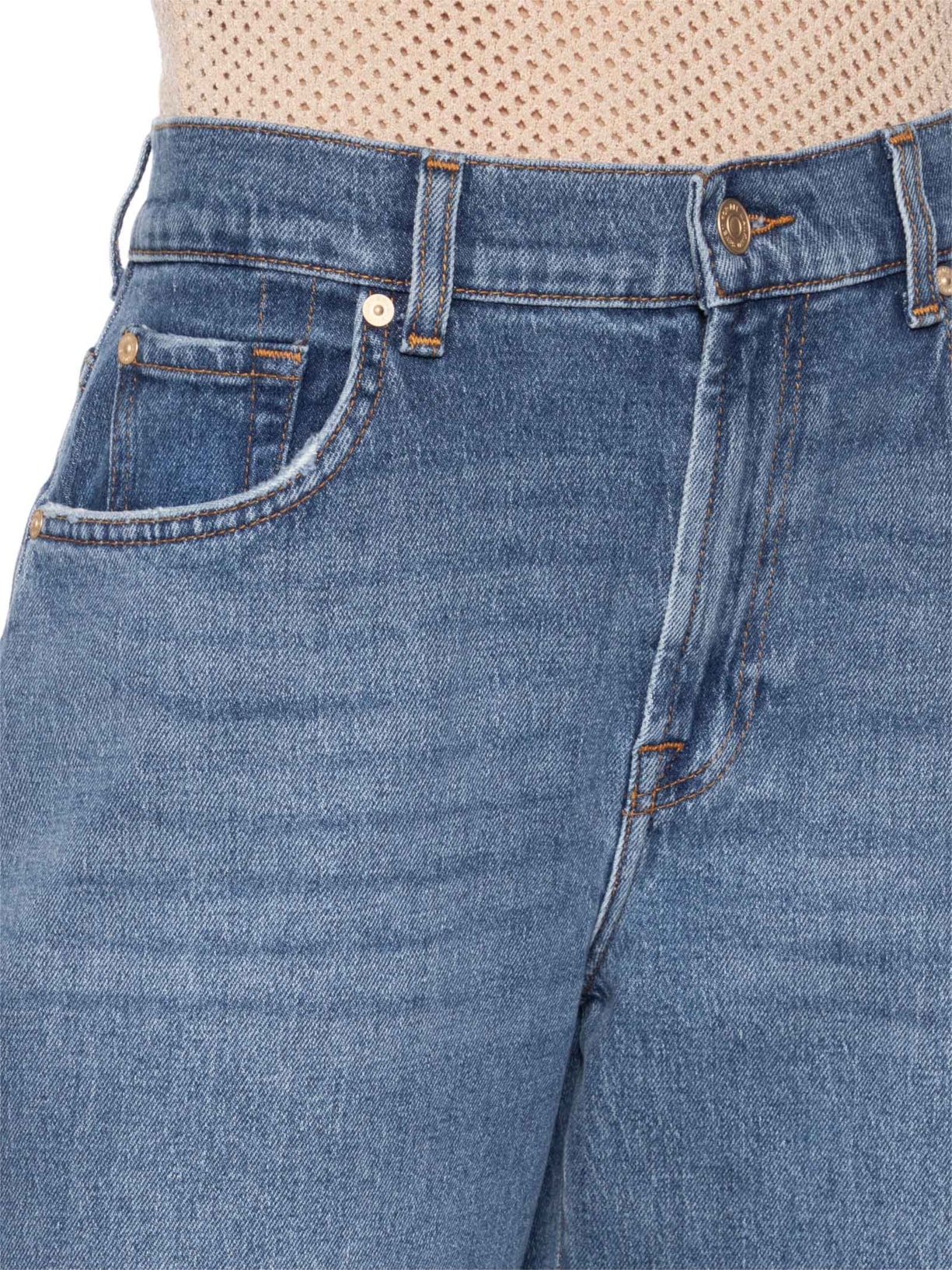 Calça Feminina Jeans Bonnie Curvilinear Santa Cruz With Raw Cut Azul 7 For All Mankind