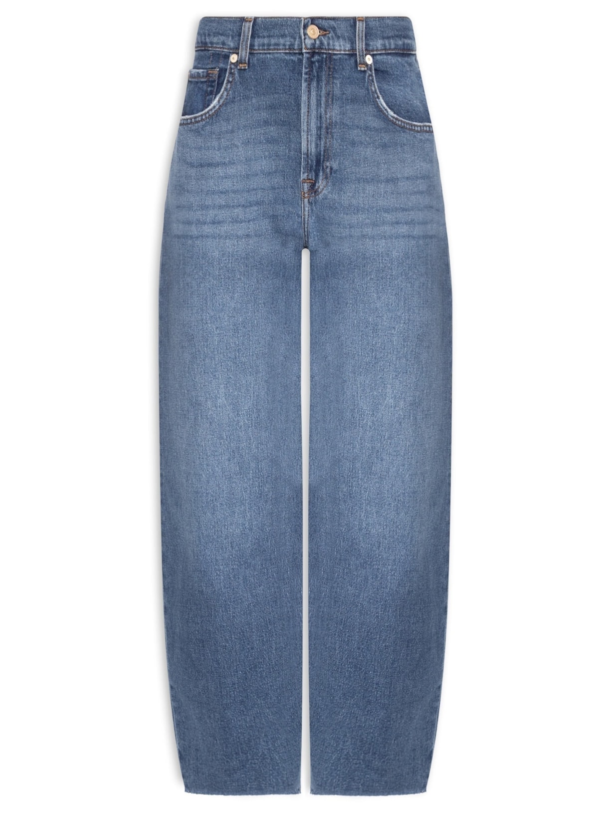 Calça Feminina Jeans Bonnie Curvilinear Santa Cruz With Raw Cut Azul 7 For All Mankind