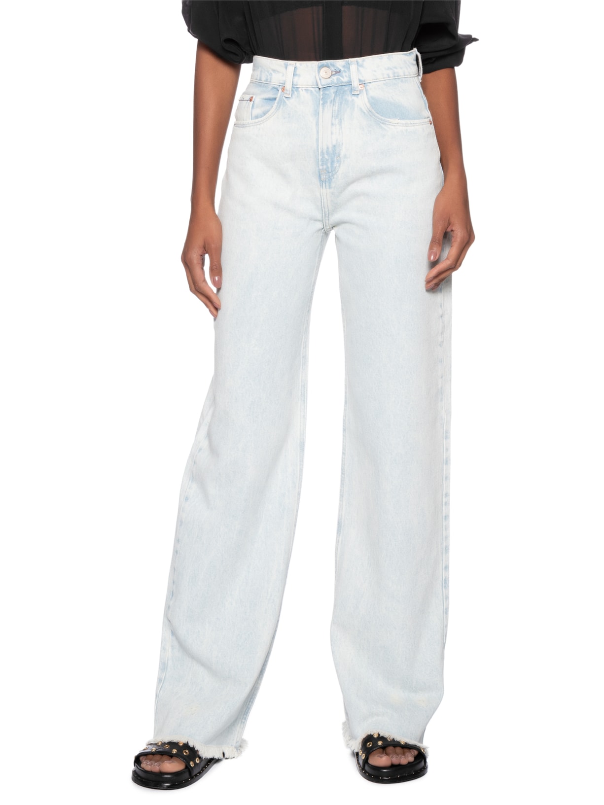 Calça Feminina Jeans Boot 70s Destroyed Azul Animale Jeans