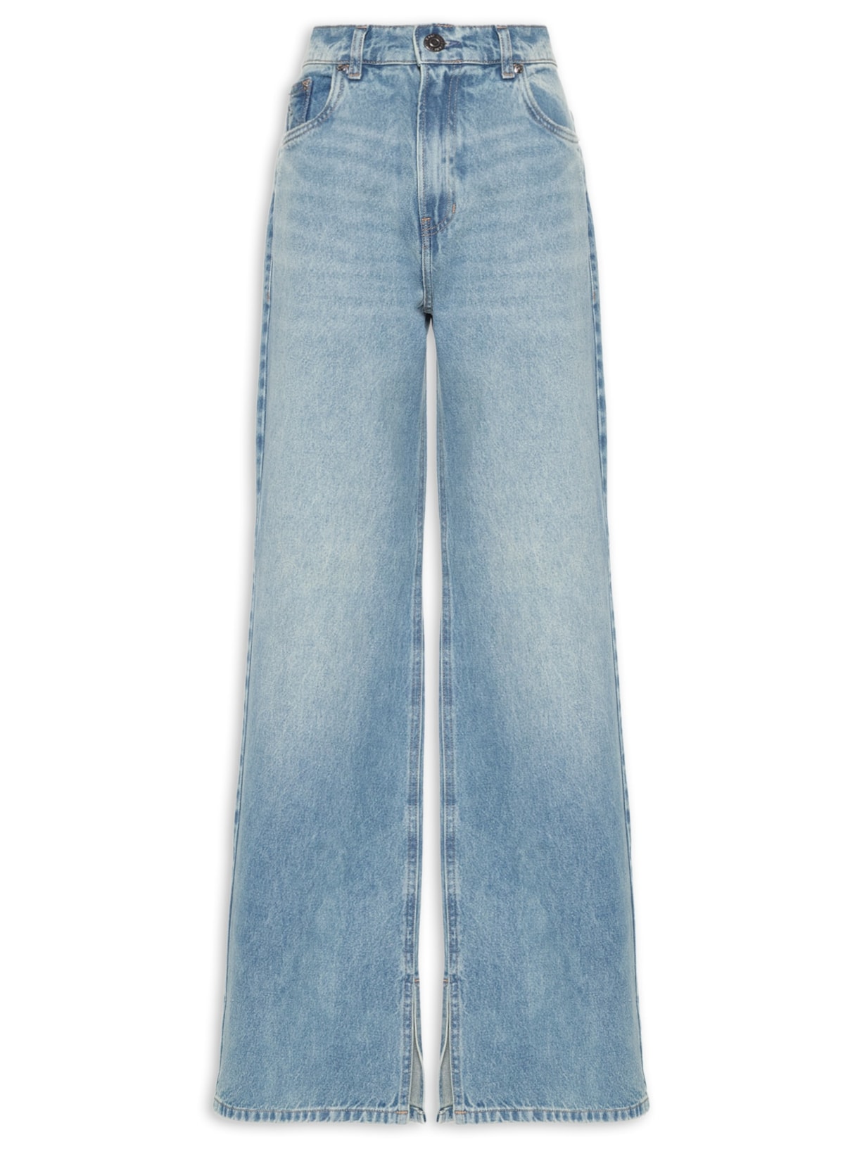 Calça Feminina Jeans Boot 70's Fenda - Azul