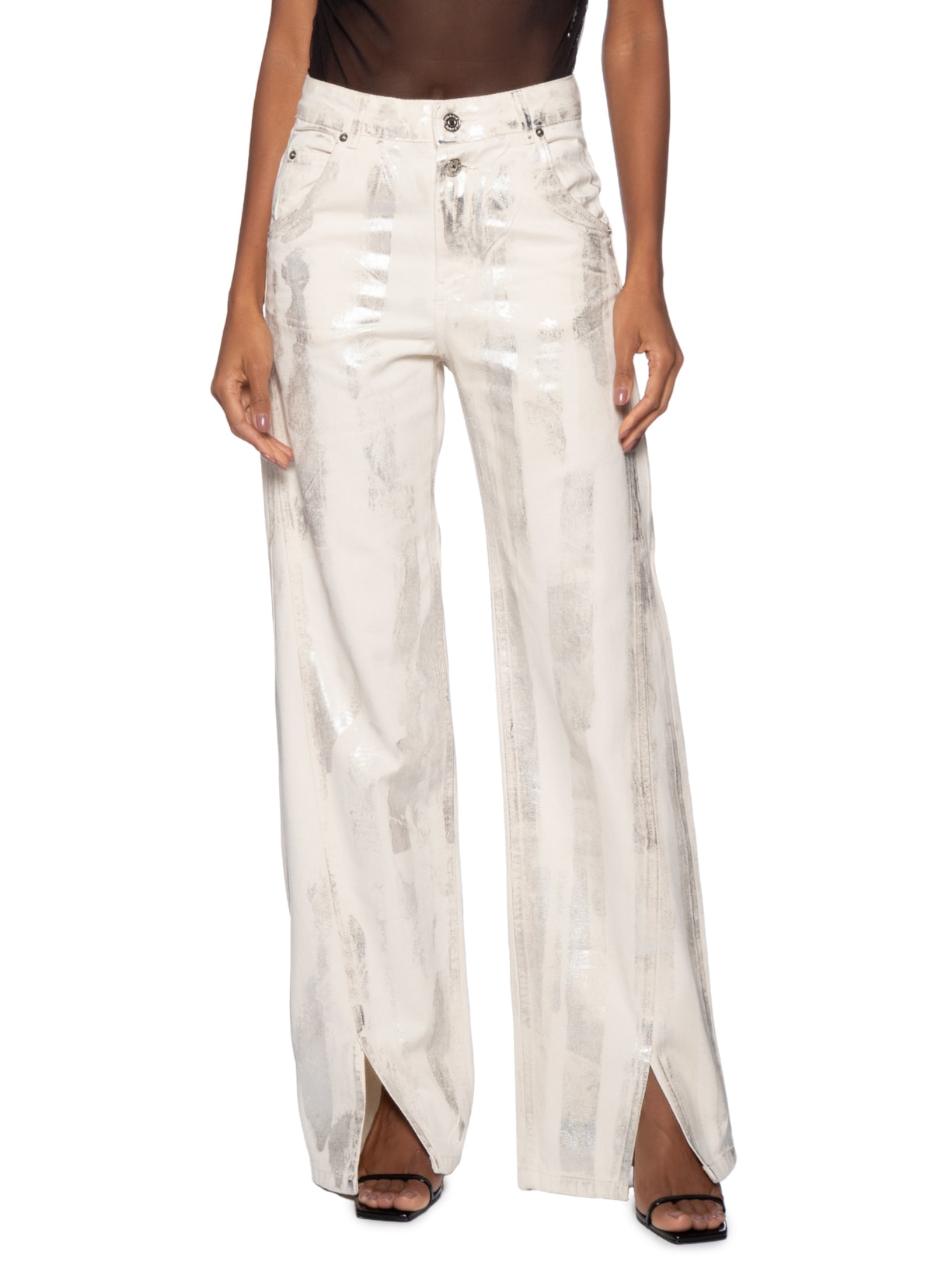 Calça Feminina Jeans Boot 70s Foil Metalizada Off White Animale Jeans