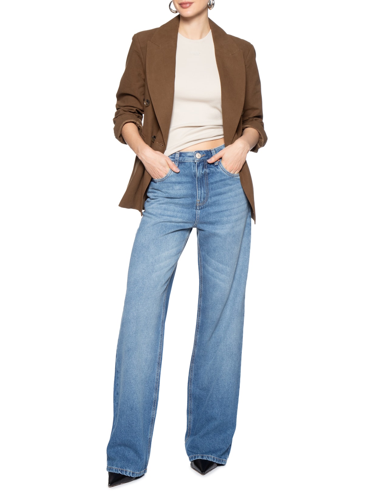 Calça Feminina Jeans Boot 70s Médio Azul Animale Jeans