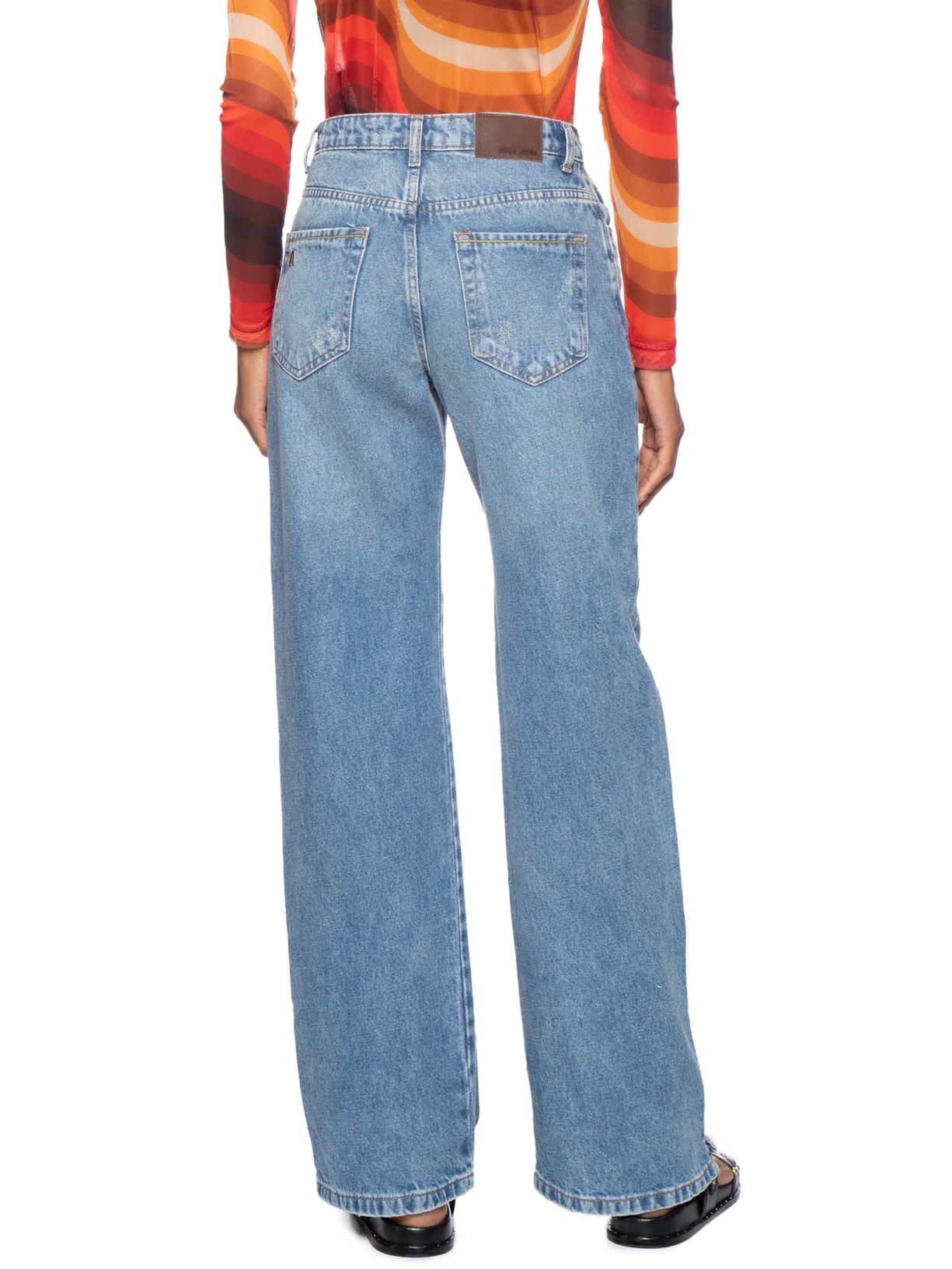 Calça Feminina Jeans Boot 70s Puídos Azul Animale Jeans