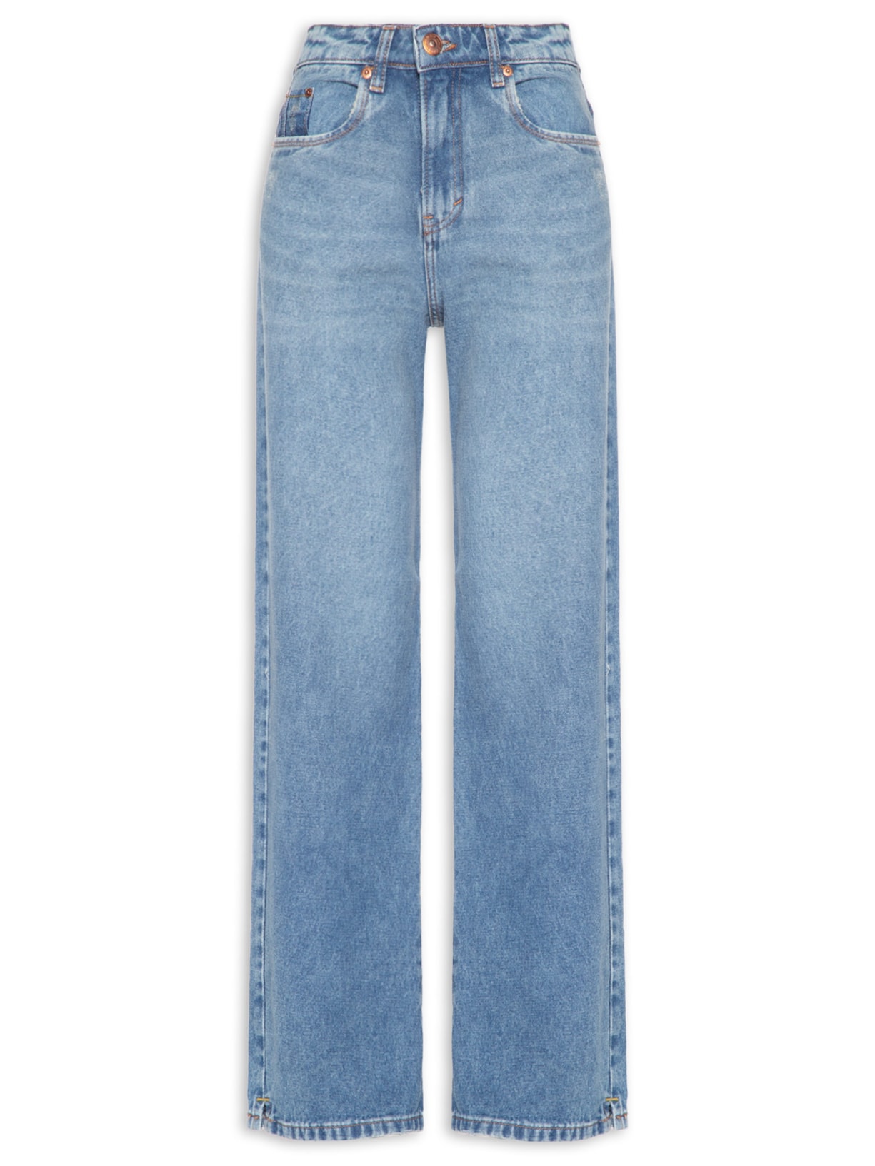 Calça Feminina Jeans Boot 70s Puídos - Azul