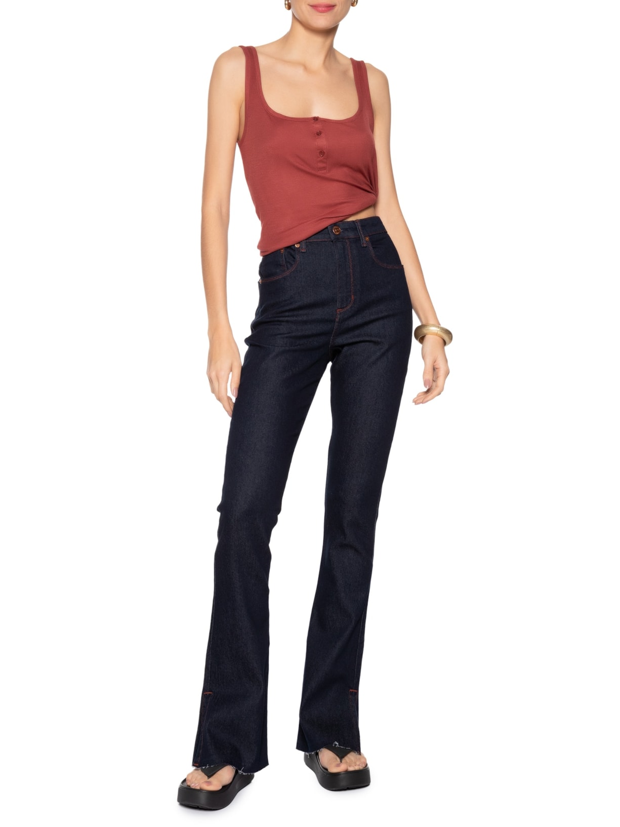 Calça Feminina Jeans Boot Basic High Azul Animale Jeans