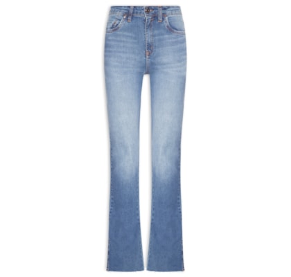 Calça Feminina Jeans Boot Basic High Barra A Fio - Azul