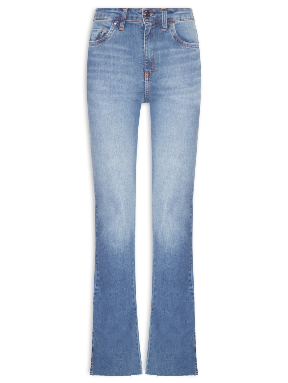 Calça Feminina Jeans Boot Basic High Barra A Fio - Azul