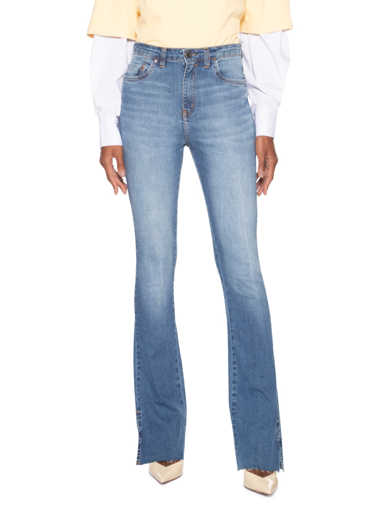 Calça Feminina Jeans Boot Basic High Barra A Fio Azul Animale Jeans