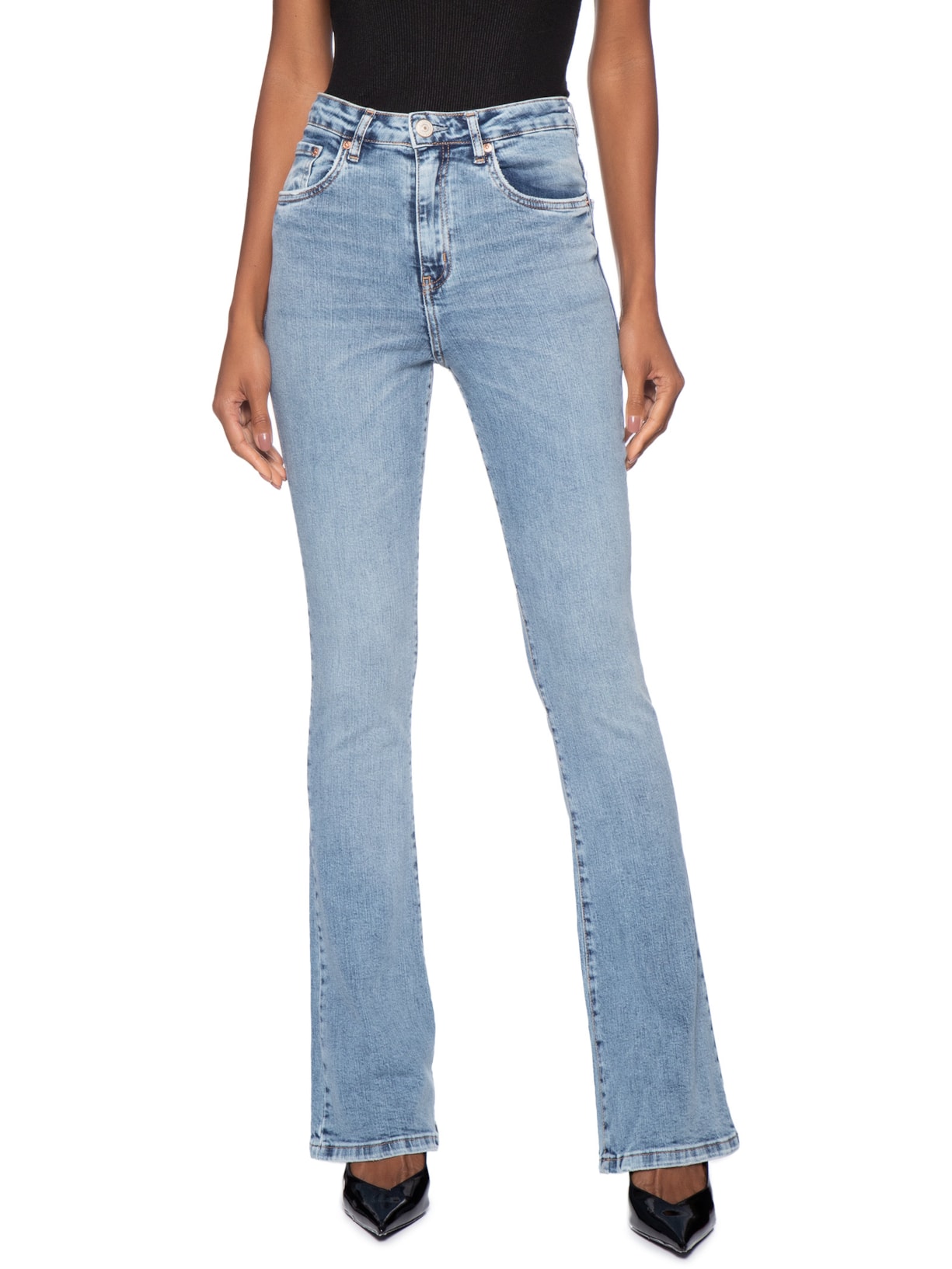 Calça Feminina Jeans Boot Basic High Light Azul Animale Jeans