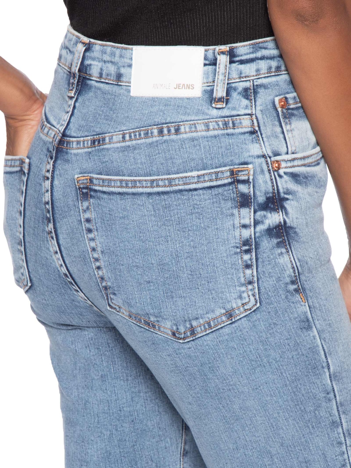 Calça Feminina Jeans Boot Basic High Light Azul Animale Jeans