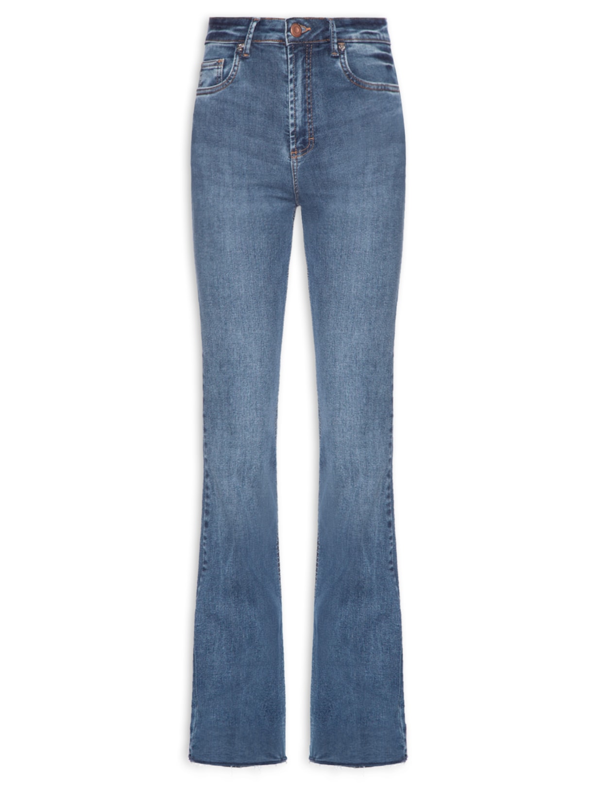 Calça Feminina Jeans Boot Basic High Stoned Blue - Azul