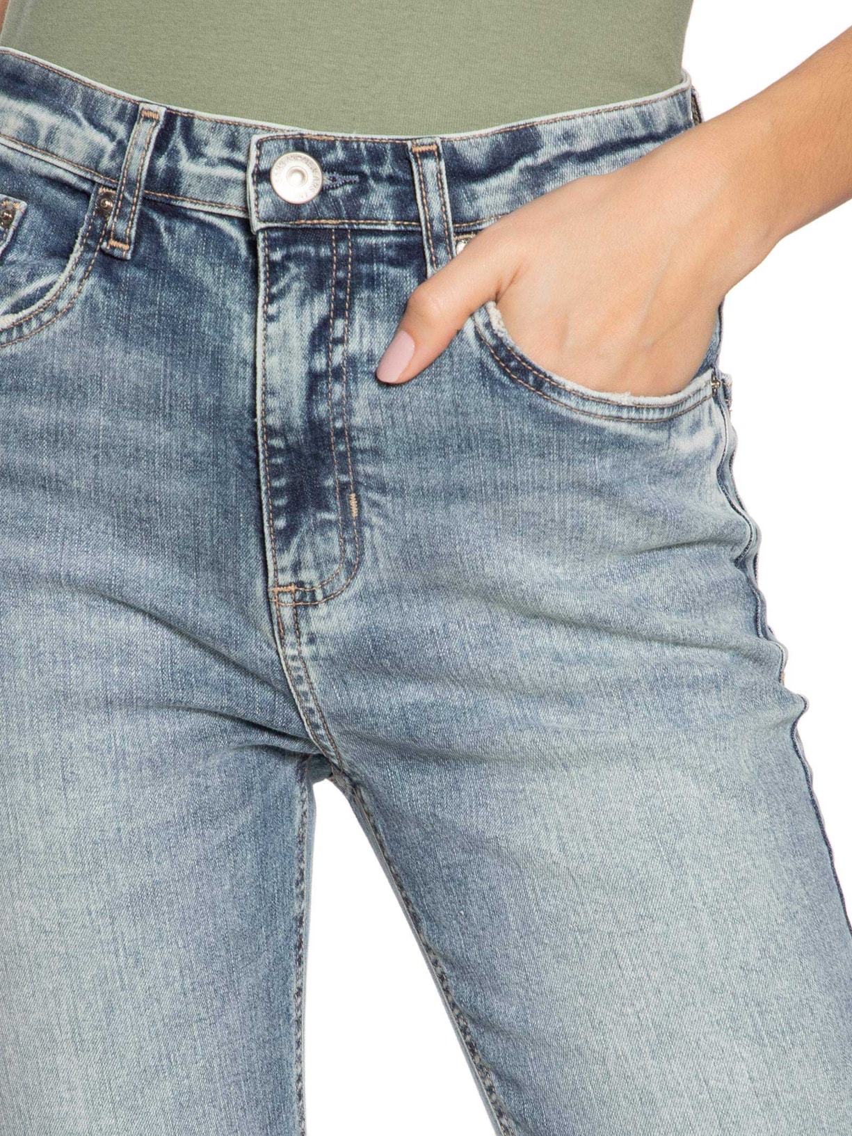  Calça Feminina Jeans Boot Basic Midi Azul Animale Jeans