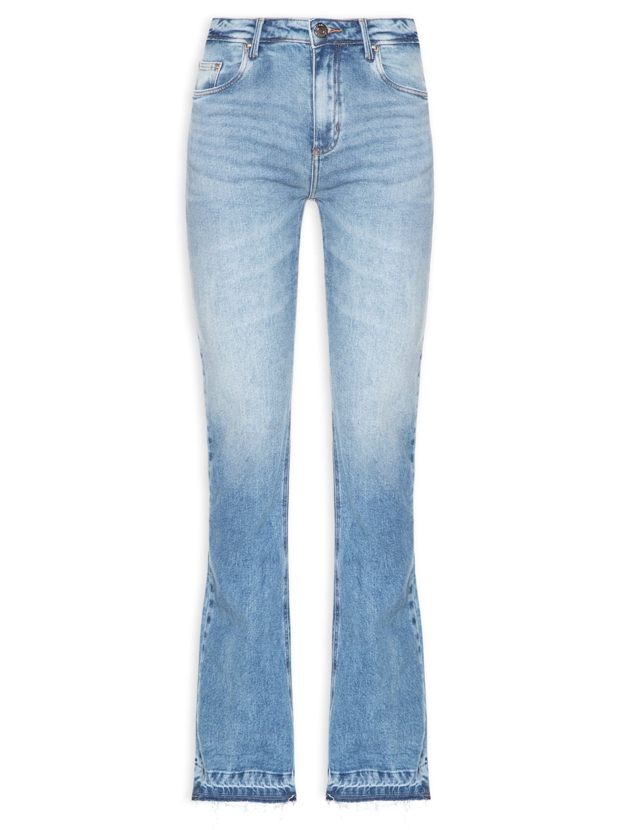 Calça Feminina Jeans Boot Basic Midi Barra Desfei - Azul