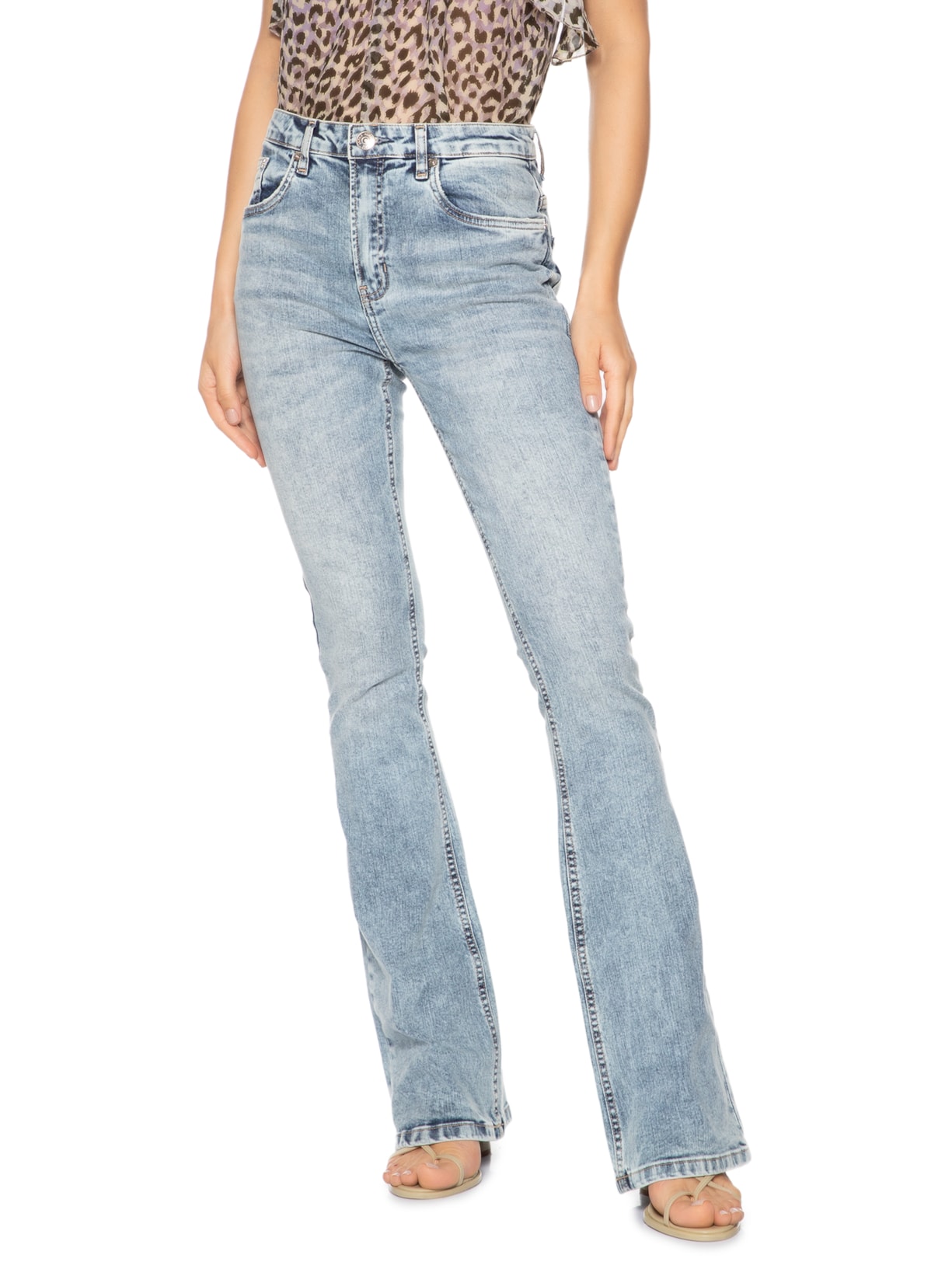 Calça Feminina Jeans Boot Basic Midi Claro Azul Animale