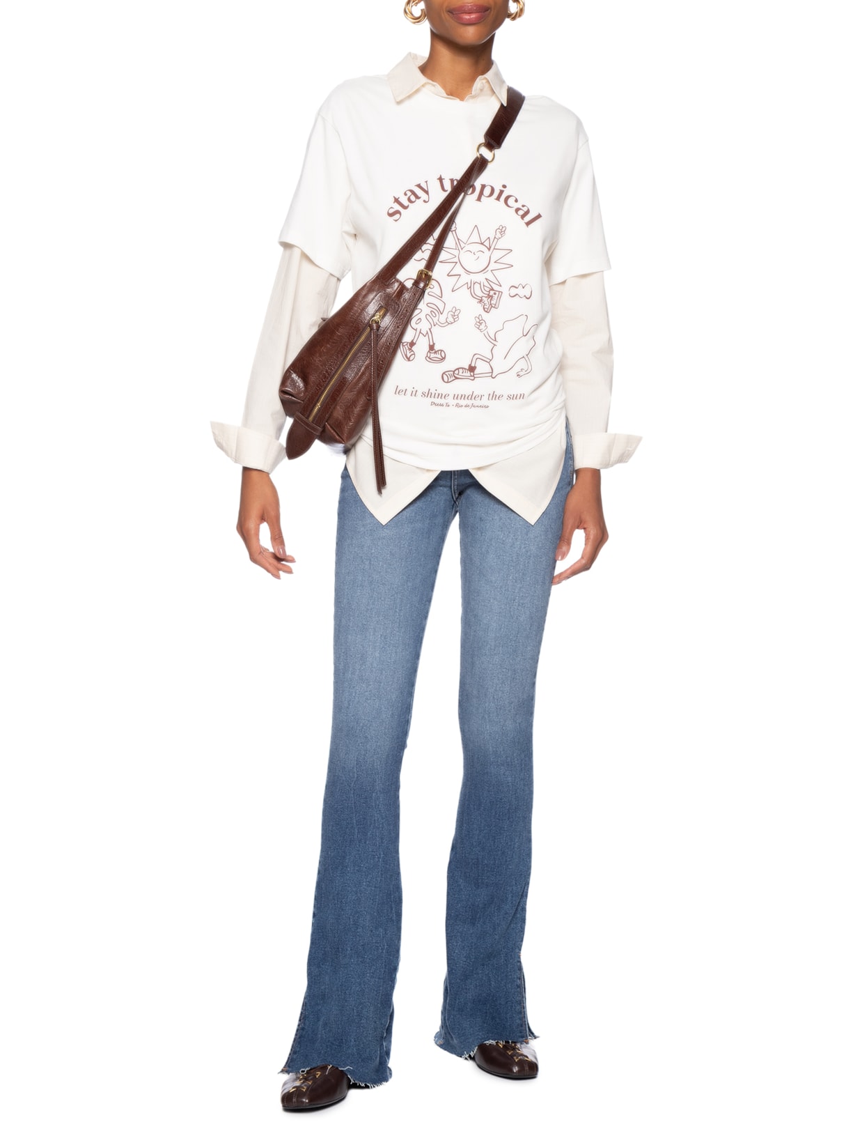 Calça Feminina Jeans Boot Basic Midi Fenda Azul Animale Jeans