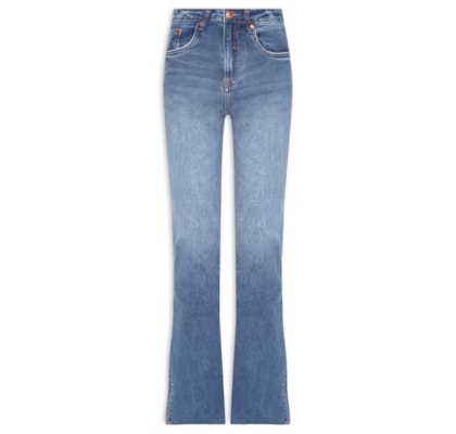 Calça Feminina Jeans Boot Basic Midi Fenda - Azul