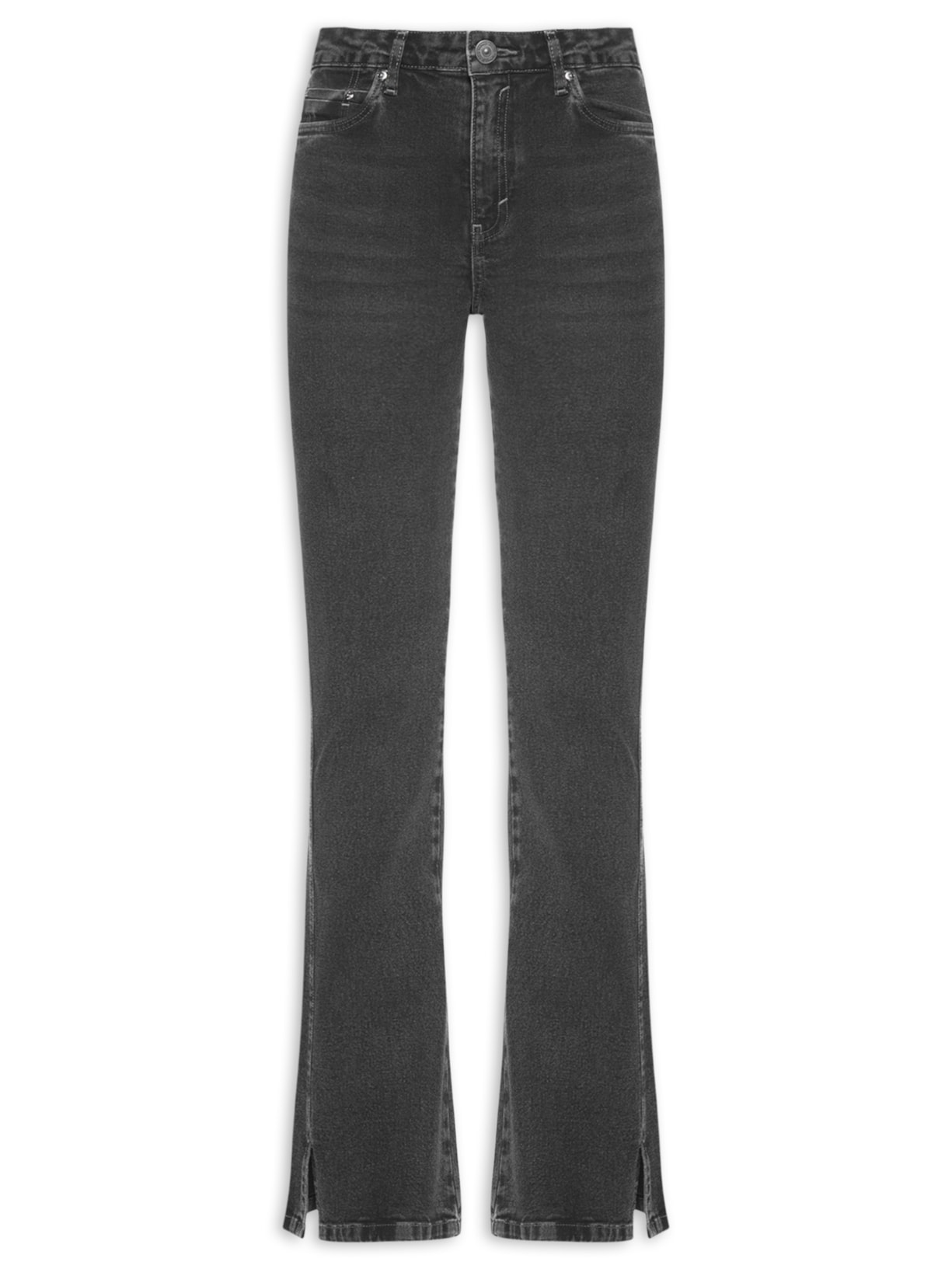 ?Calça Feminina Jeans Boot Basic Midi - Preto