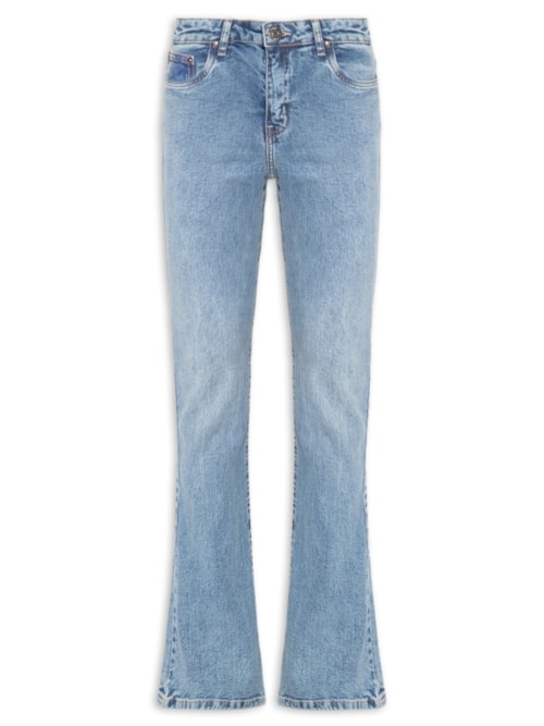 Calça Feminina Jeans Boot Basic Midi Travetes - Azul