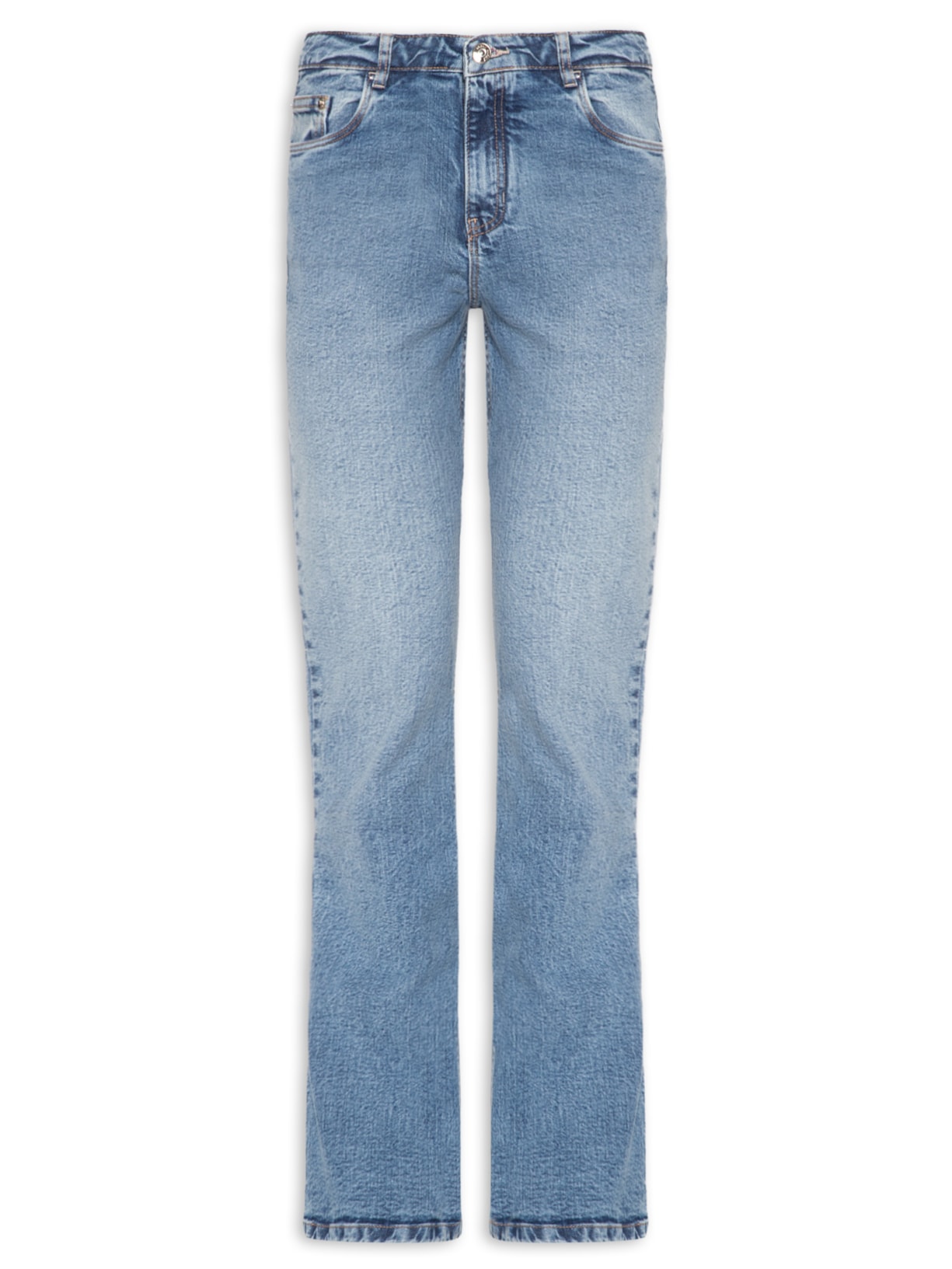 Calça feminina Jeans Boot Basic Midi Travetes - Azul