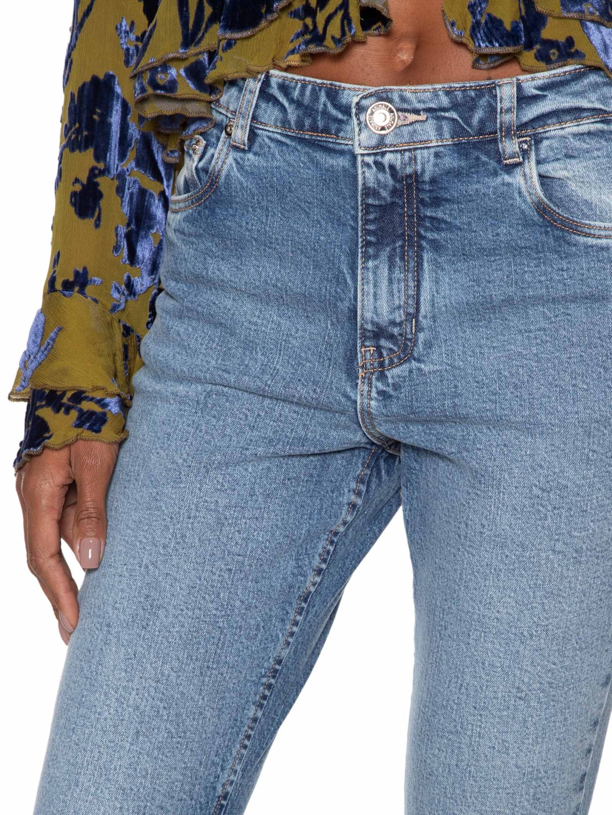 Calça feminina Jeans Boot Basic Midi Travetes Azul Animale