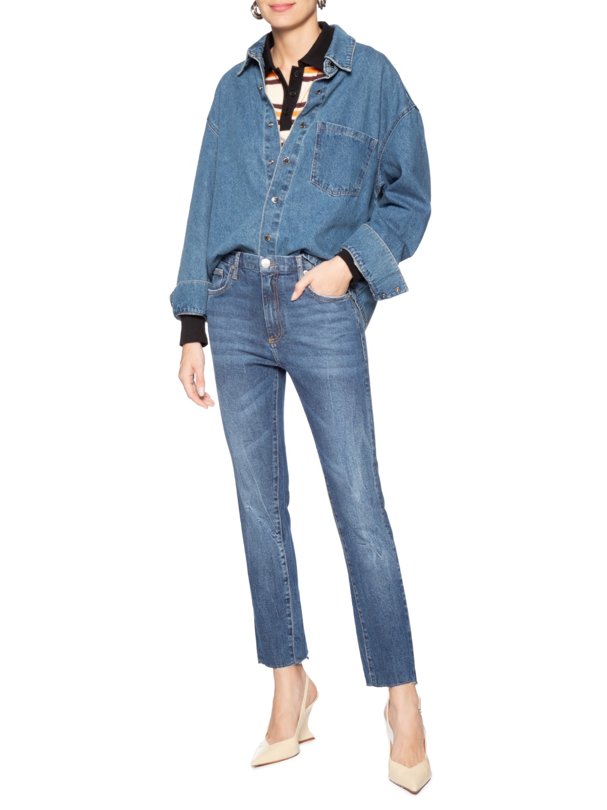 Calça Feminina Jeans Boot Capri Cool Marcação Azul Animale Jeans