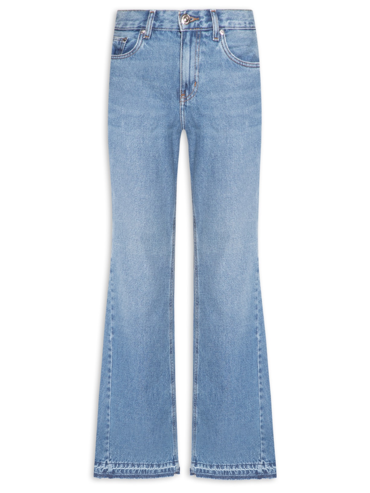 Calça Feminina Jeans Boot Cut Barra Desfeita - Azul