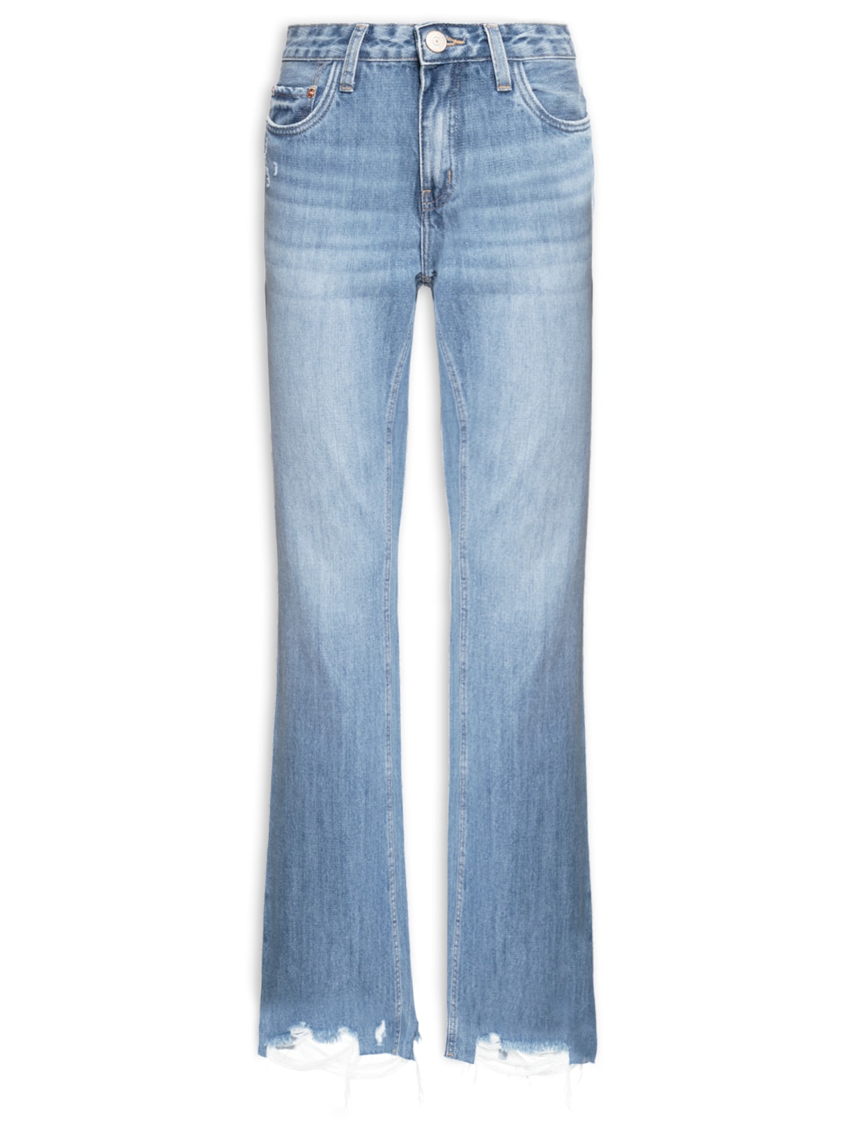 Calça Feminina Jeans Boot Cut Barra Destroyed - Azul