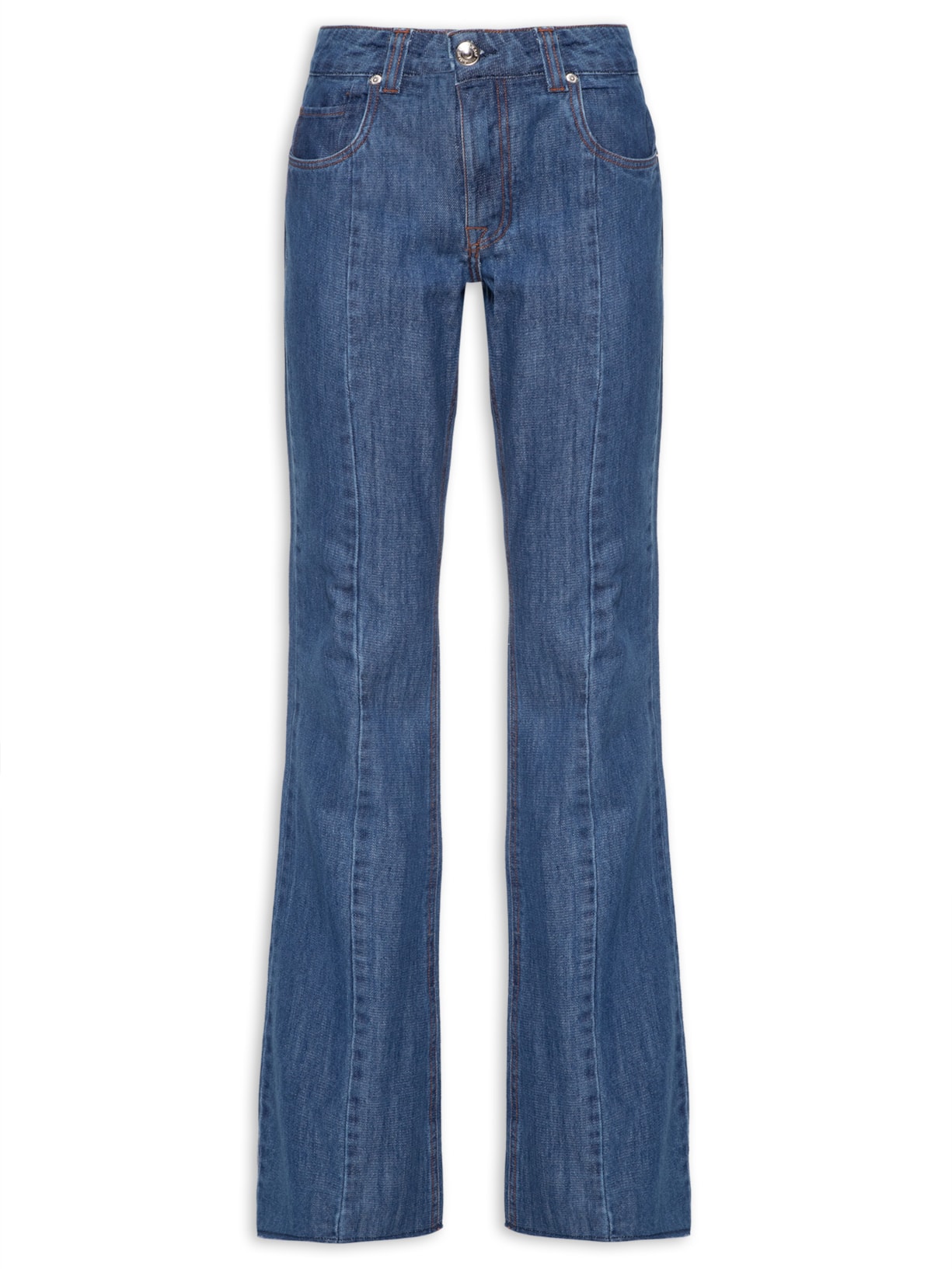 Calça Feminina Jeans Boot Cut Recortes - Azul