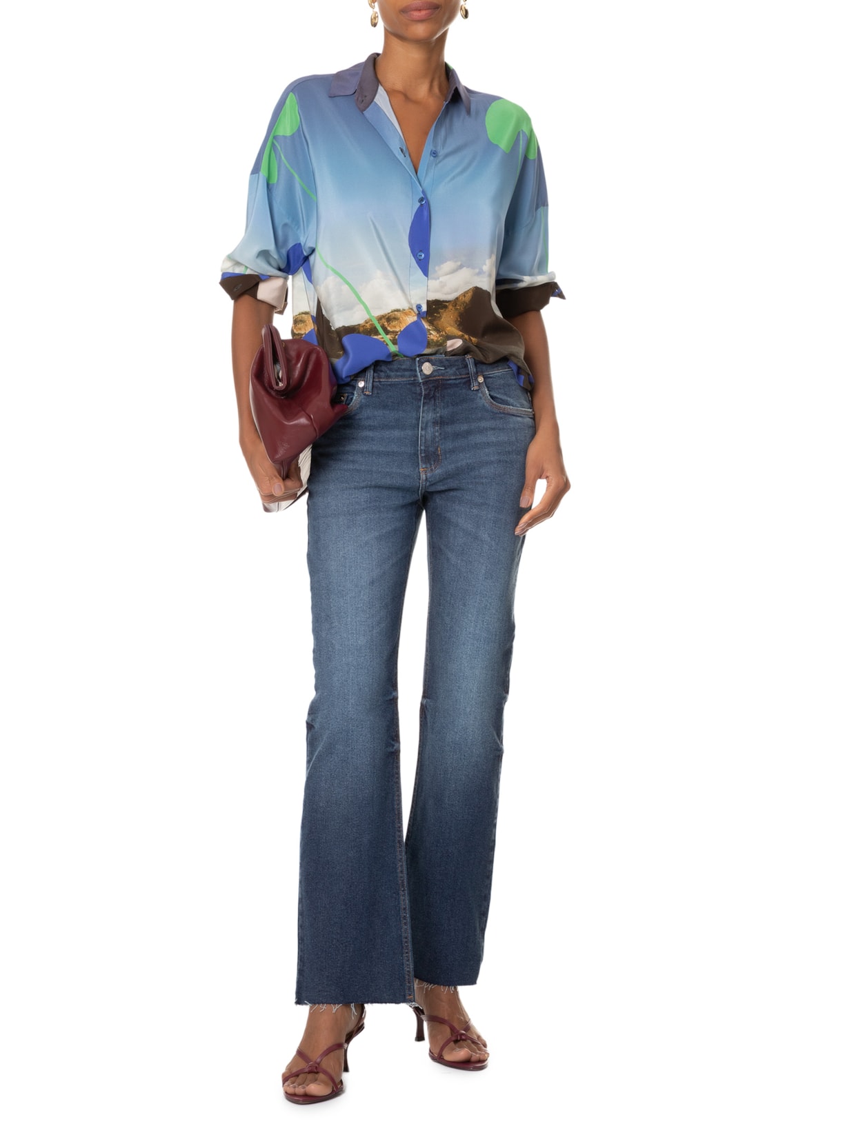 Calça Feminina Jeans Boot Vintage Barra À Fio Azul Animale