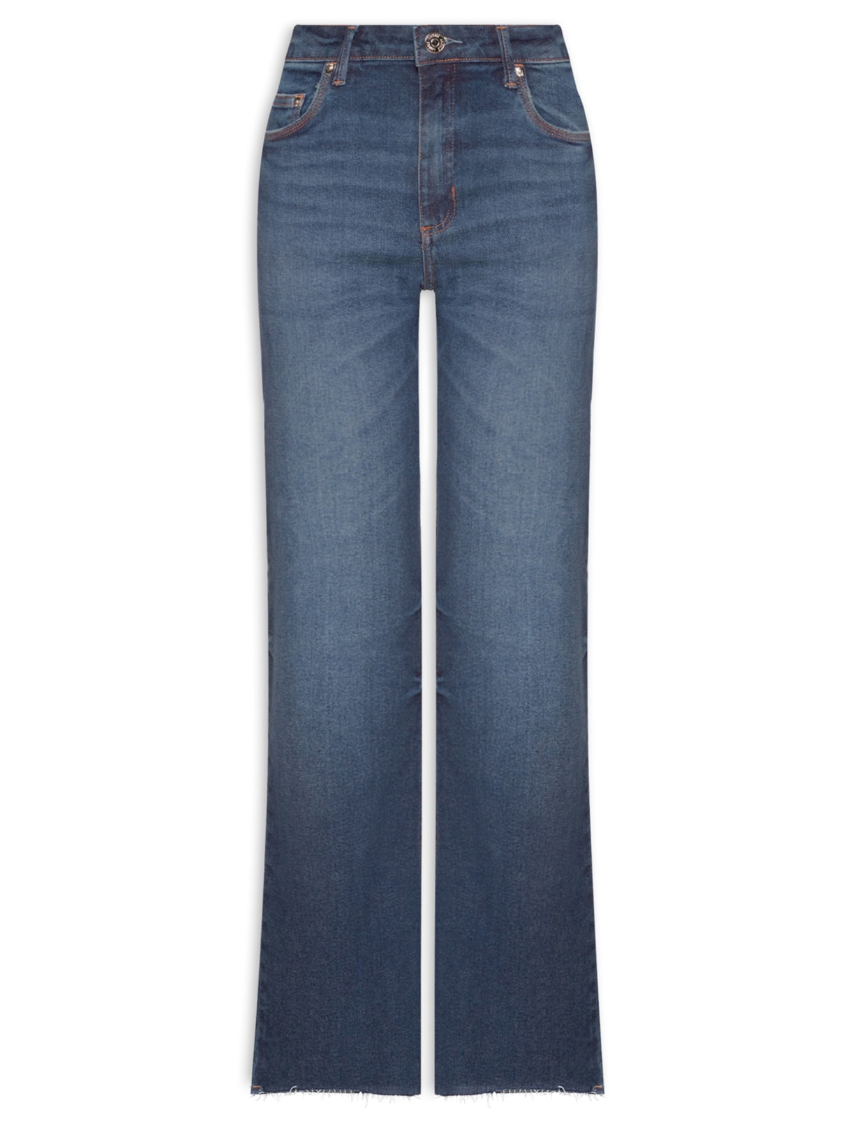 Calça Feminina Jeans Boot Vintage Barra À Fio - Azul