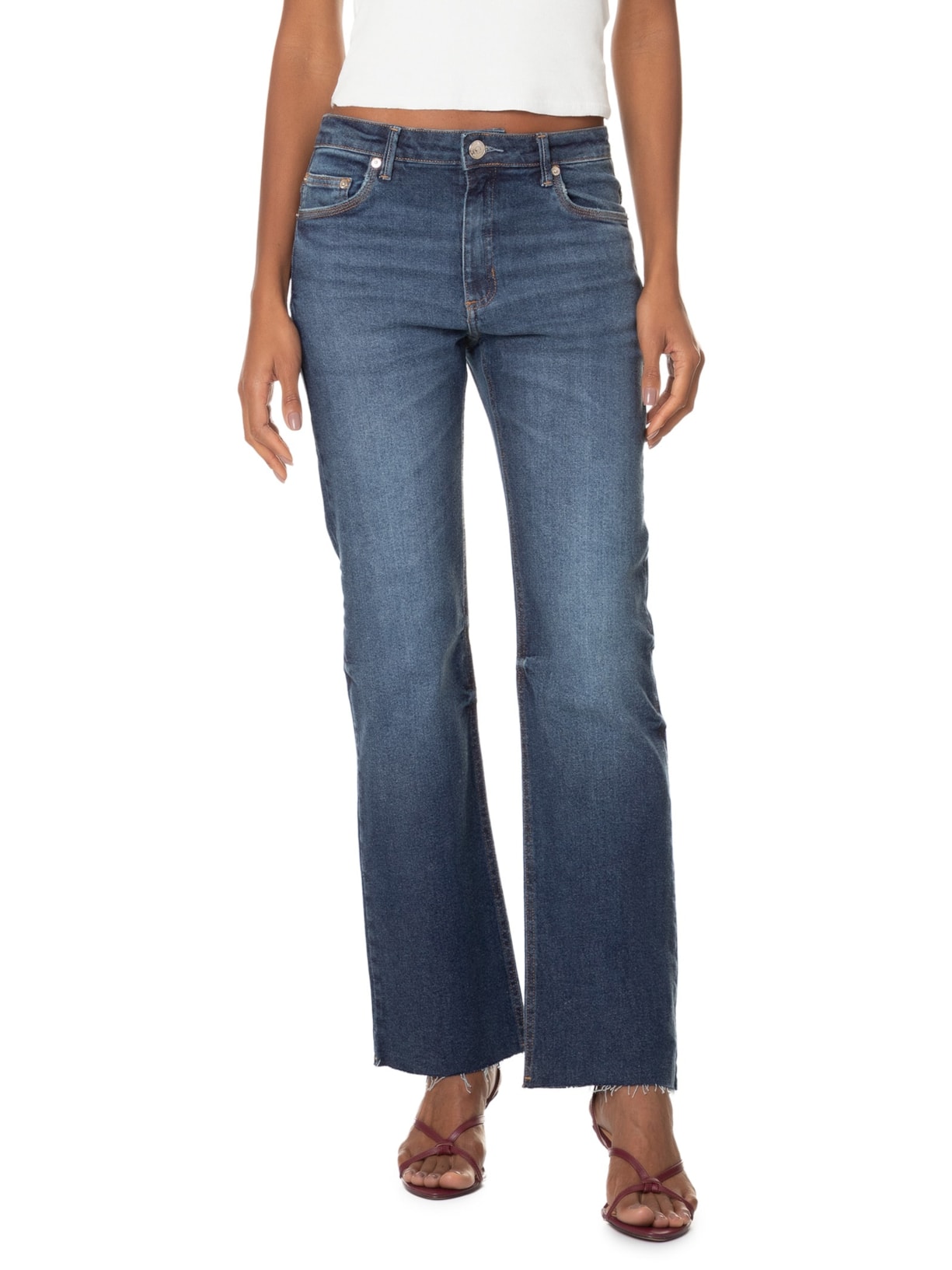 Calça Feminina Jeans Boot Vintage Barra À Fio Azul Animale