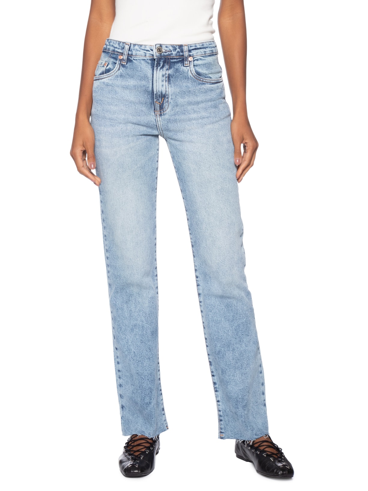 Calça Feminina Jeans Boot Vintage Barra A Fio Azul Animale Jeans