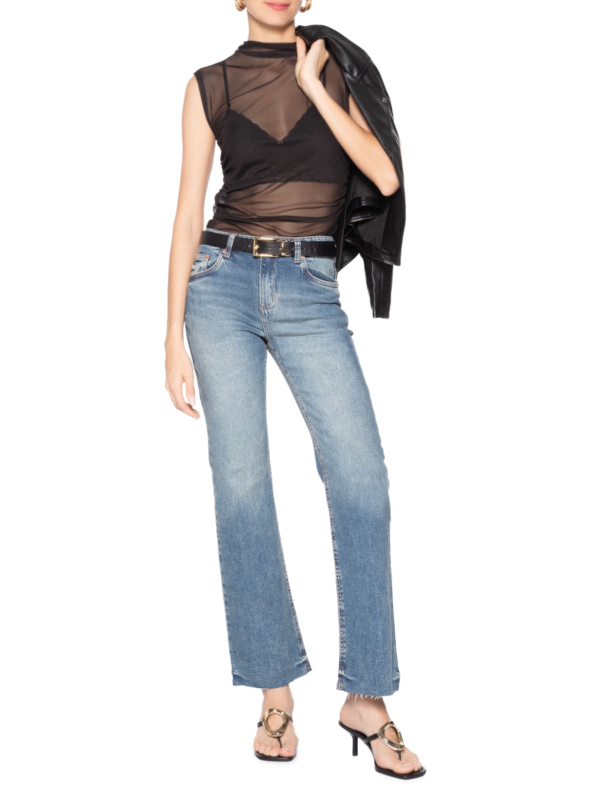 Calça Feminina Jeans Boot Vintage Média Azul Animale Jeans