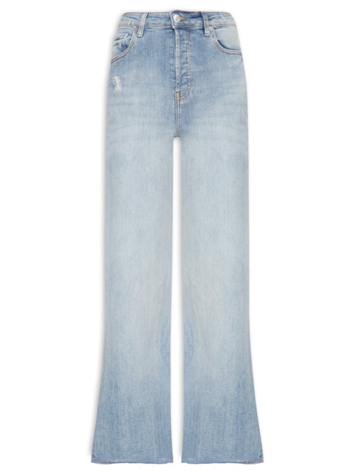 Calça Feminina Jeans Bootcut Desgastes - Azul