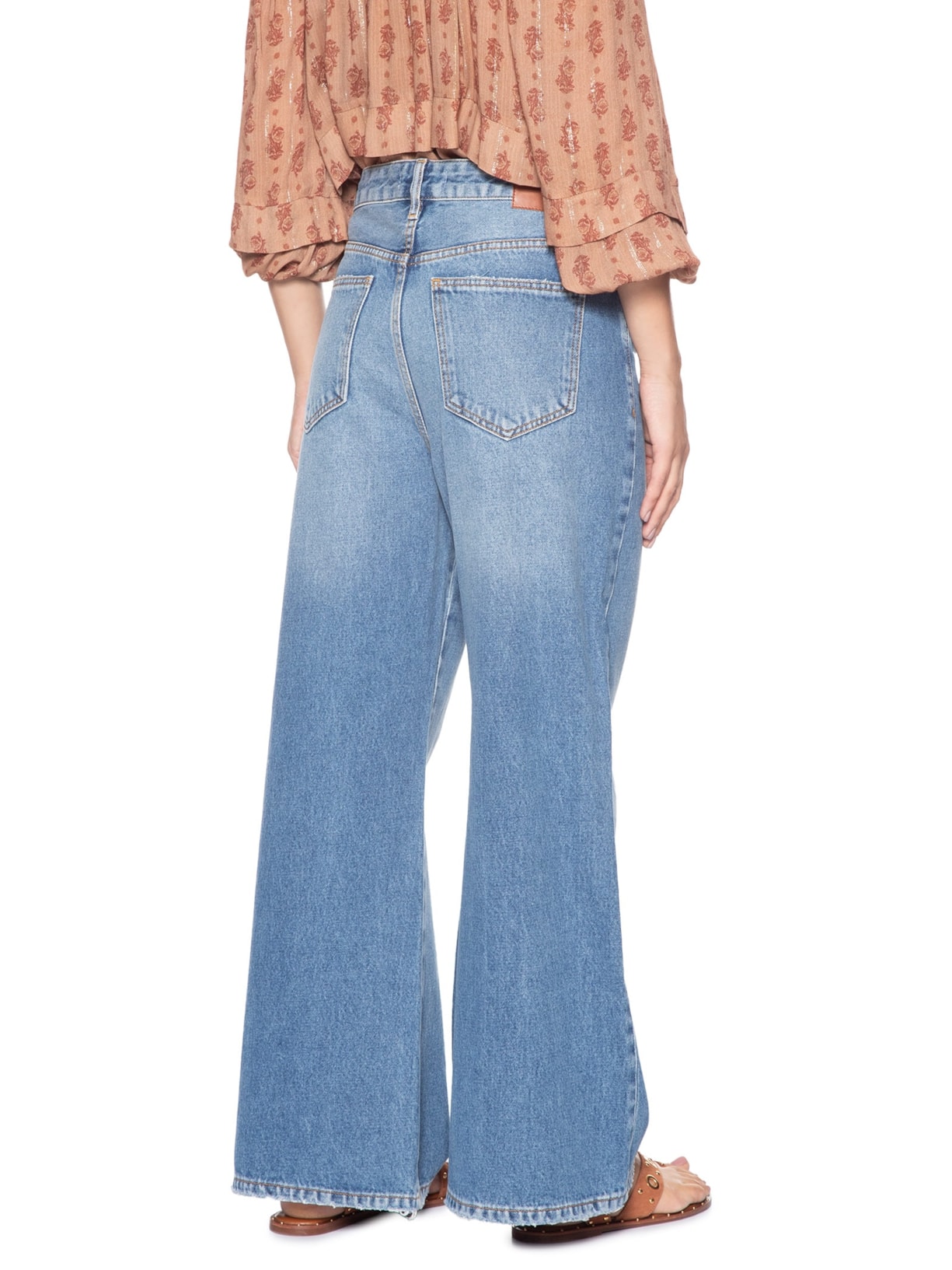 Calça Feminina Jeans Boyfriend Bigodes Azul Maria Filó