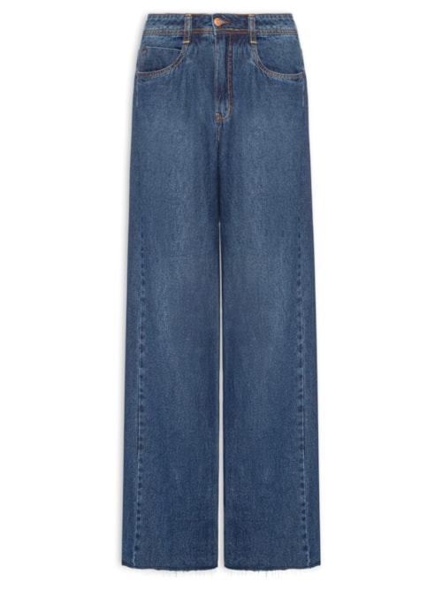 Calça Feminina Jeans Boyfriend Dark Fenda - Azul