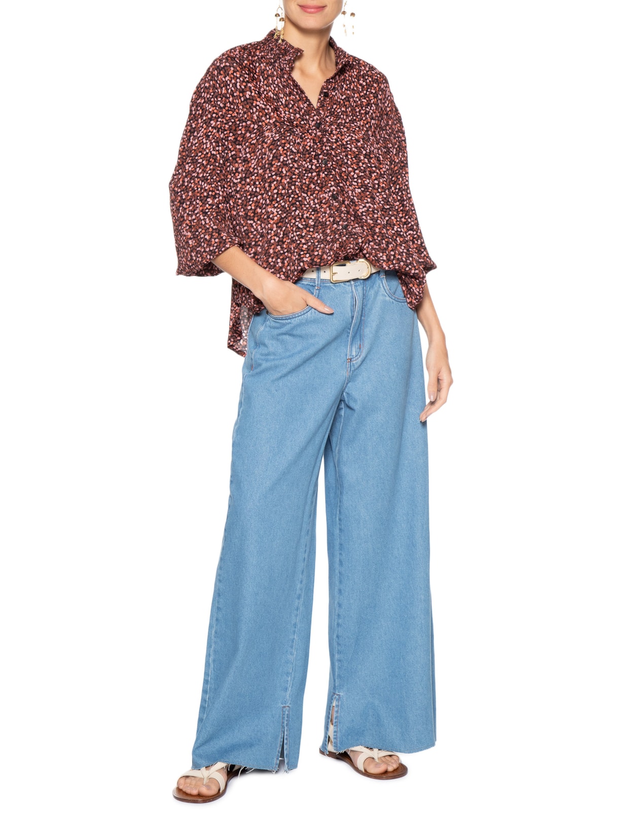 Calça Feminina Jeans Boyfriend Fenda Azul Dress To