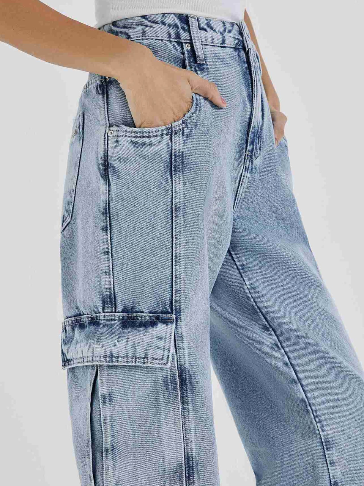 Calça Feminina Jeans Cargo Azul Hering + Nv