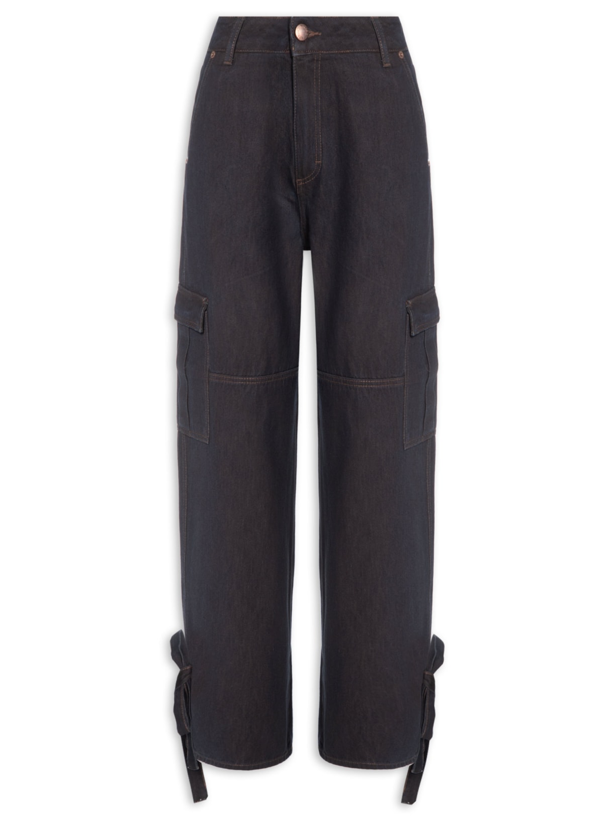 Calça Feminina Jeans Cargo Azul Farm