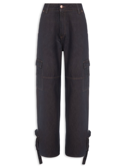 Calça Feminina Jeans Cargo - Azul