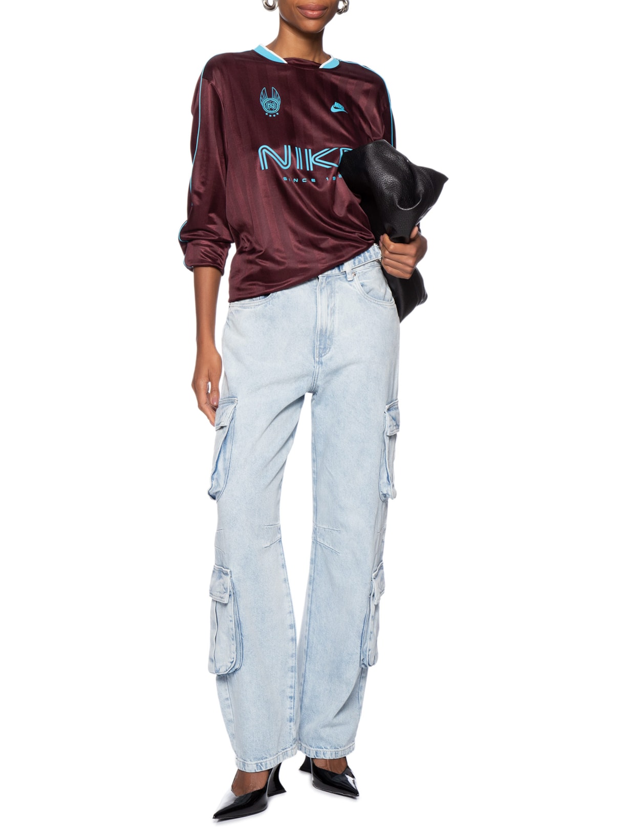 Calça Feminina Jeans Cargo Regulador Cós Azul Animale Jeans