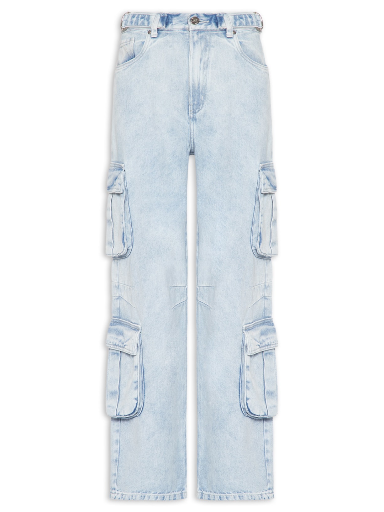 Calça Feminina Jeans Cargo Regulador Cós - Azul