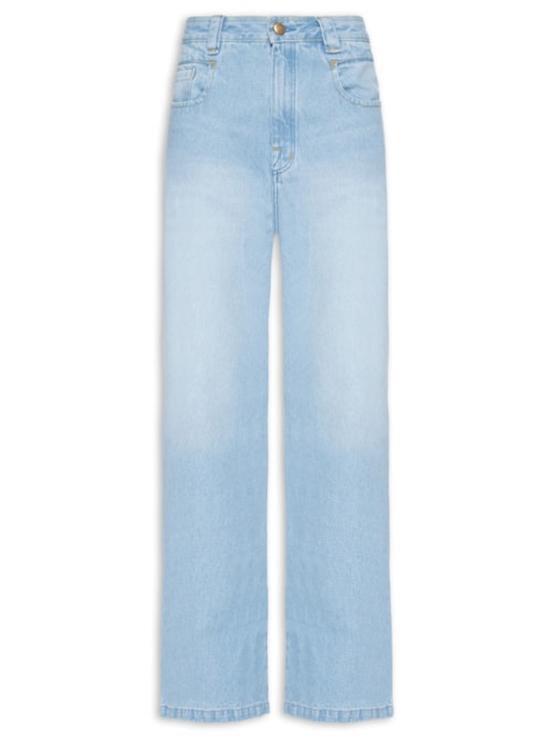 Calça Feminina Jeans Cintura Média Gancho Baixo - Azul