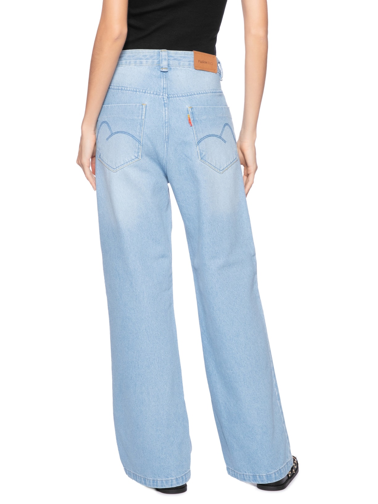 Calça Feminina Jeans Cintura Média Gancho Baixo Azul Farm
