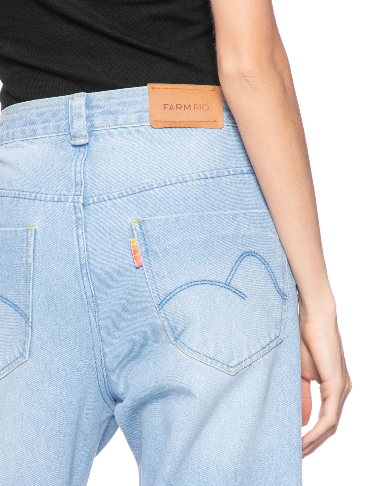 Calça Feminina Jeans Cintura Média Gancho Baixo Azul Farm