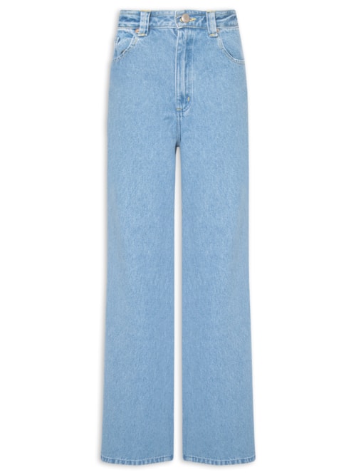 Calça Feminina Jeans Cintura Média – Azul