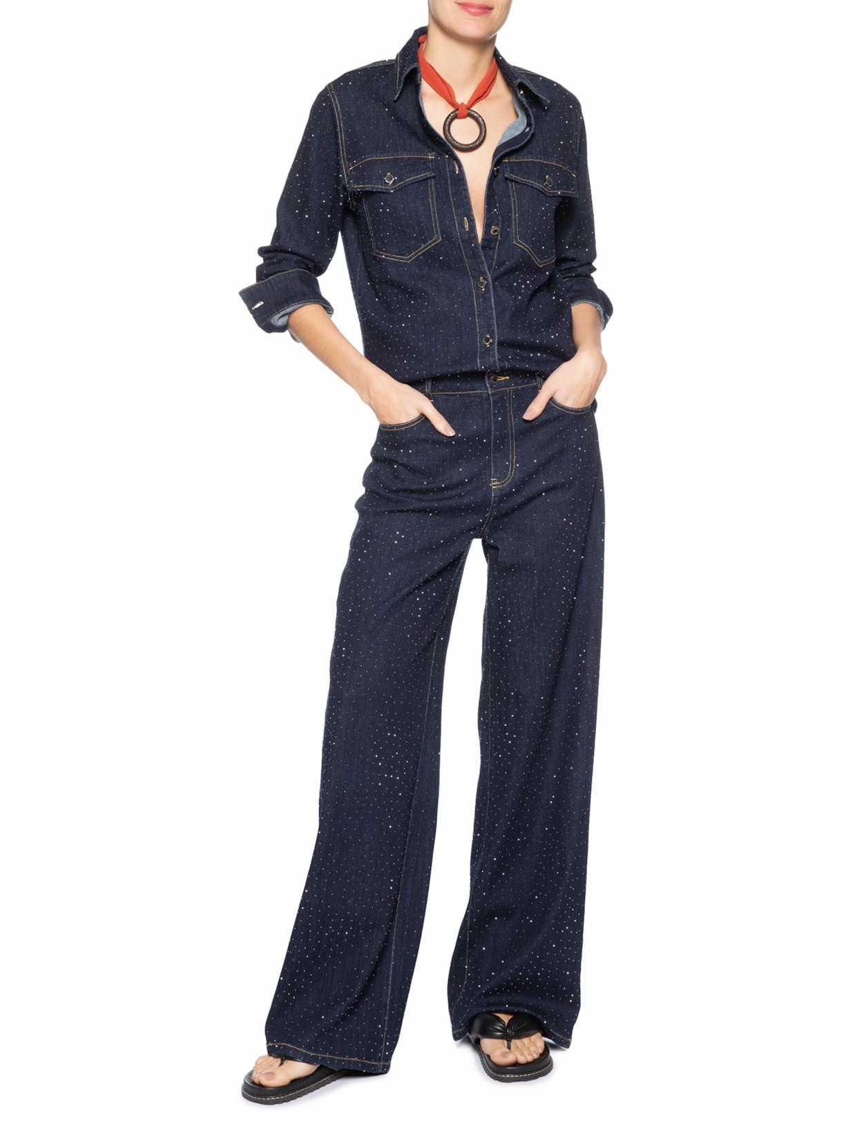Calça Feminina Jeans com Strass – Azul Animale Jeans