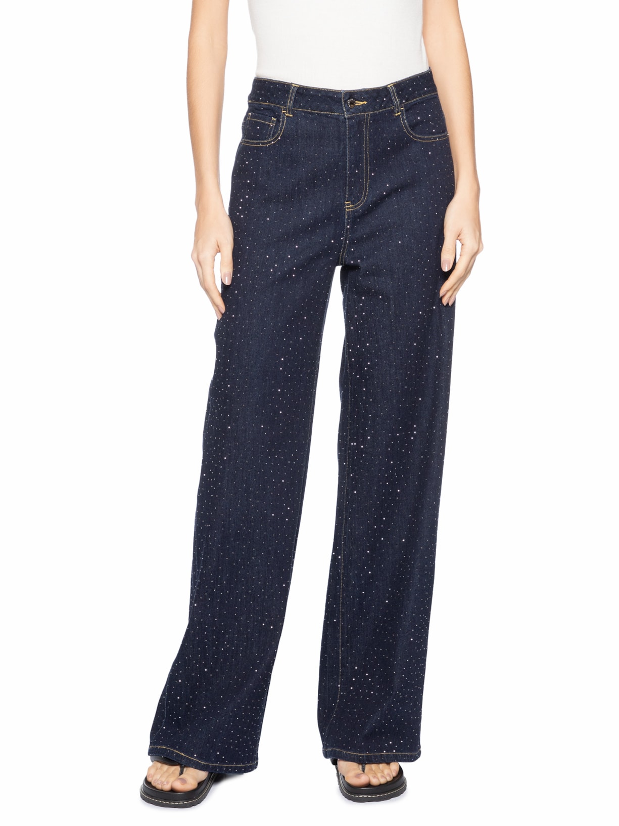 Calça Feminina Jeans com Strass – Azul Animale Jeans