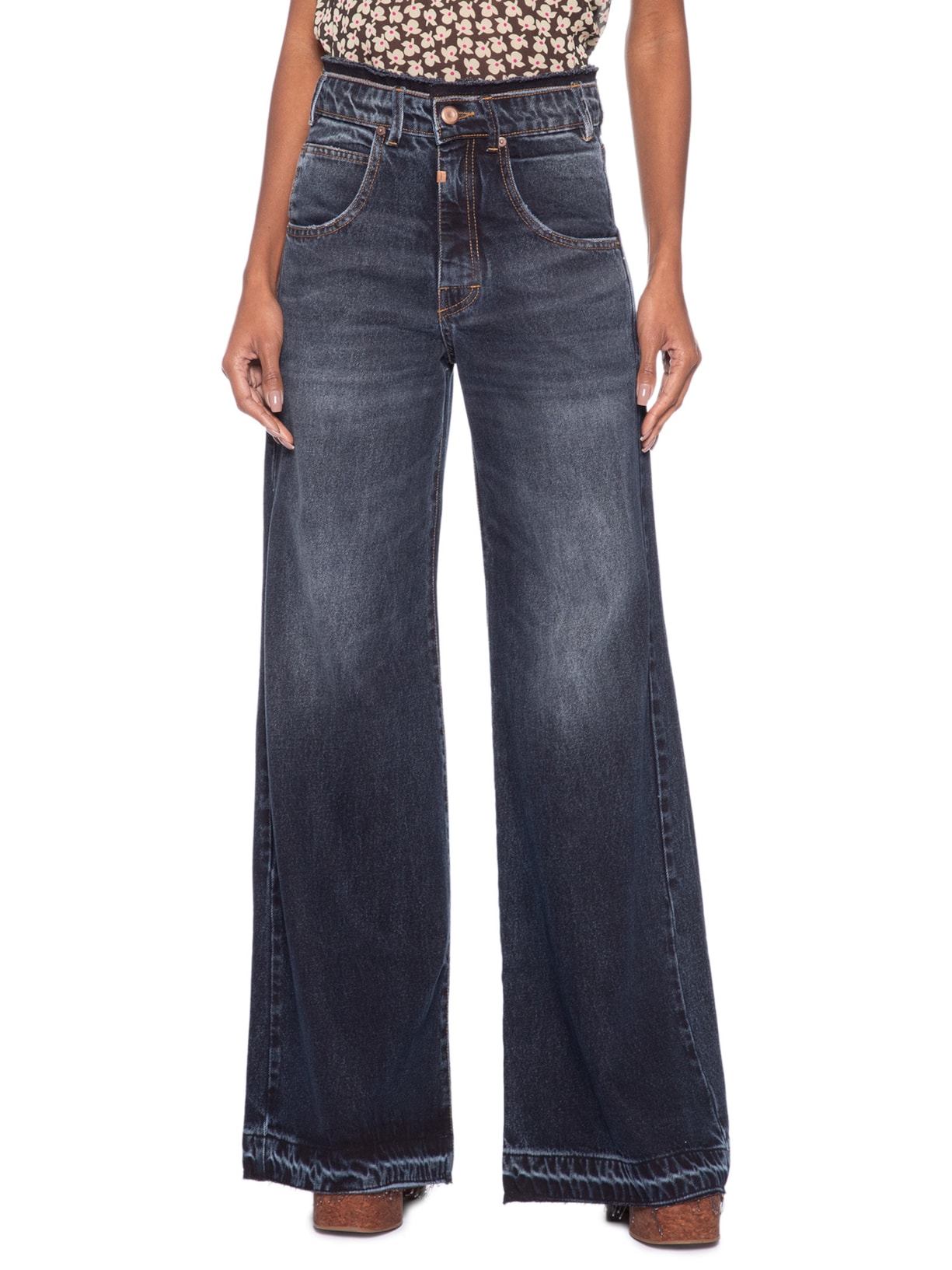 Calça Feminina Jeans Cós Desfiado Flare – Azul Animale