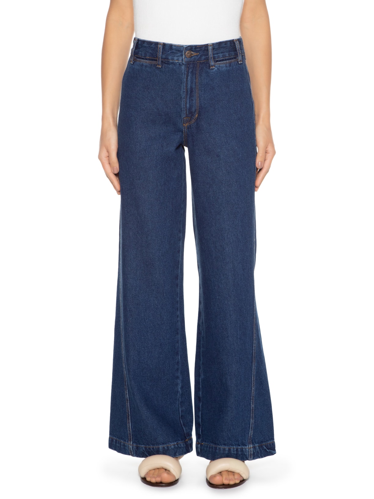 Calça Feminina Jeans Costura Deslocada Azul Farm